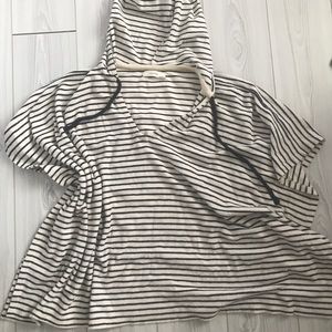 Striped poncho beach cover up